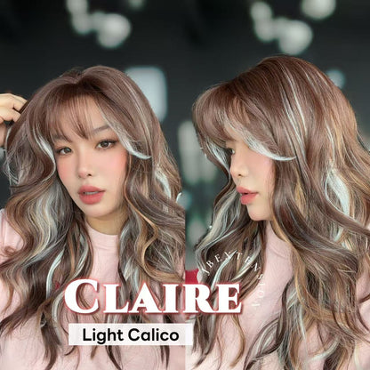 JBEXTENSION 22 Inches Scalpiana Light Calico 3.5X4 Hard Silky Top Natural Scalp Effect Women Wig with Bangs CLAIRE SILKY TOP - LIGHT CALICO