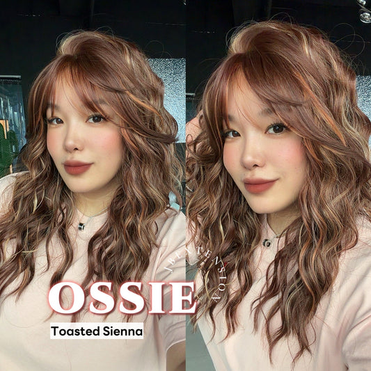 JBEXTENSION 22 Inches Scalpiana Long Wave Toasted Sienna 3.5X4 Hard Silky Top Natural Scalp Effect Wig with Bangs OSSIE TOASTED SIENNA