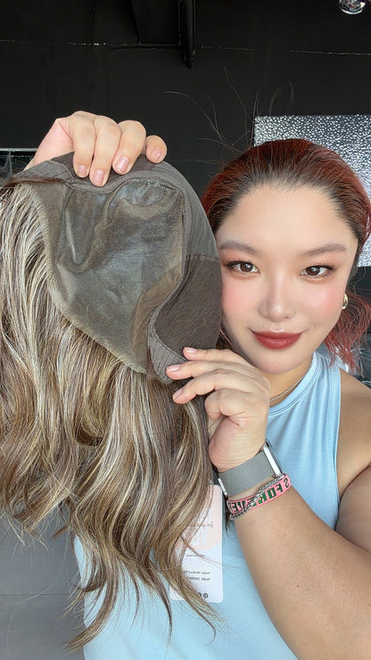 JBEXTENSION 16 Inches Hazelnut Pre-Cut 13X6 Free Part Snowflake Lace Frontlace Glueless Wig MONICA PRO - HAZELNUT【BENDY EAR TABS】
