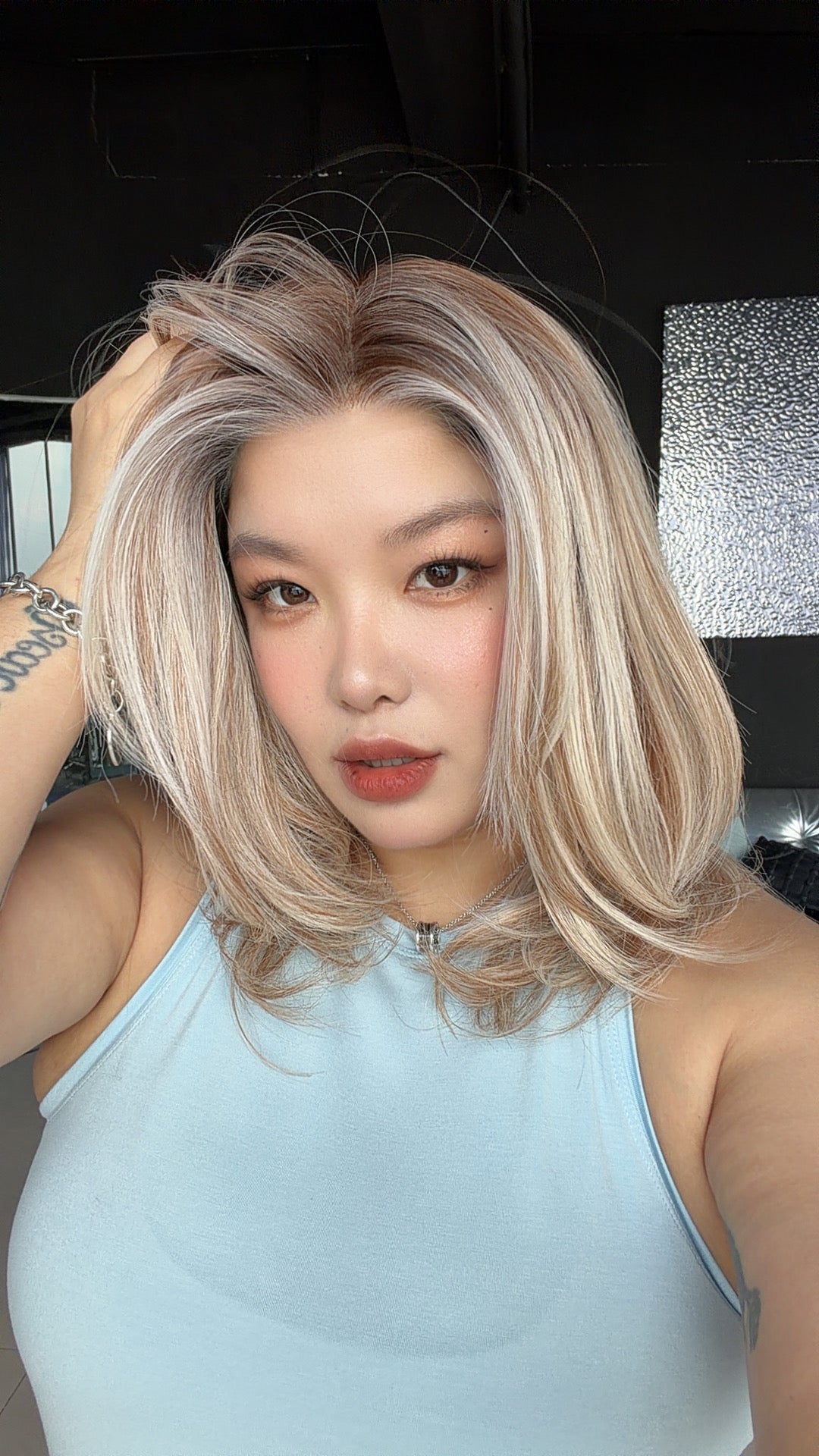 JBEXTENSION D.KAY MONO Partial Monofilament Wig 18 Inches Light Mix Blonde Partial Mono Lace Glueless Women Fashion Wig D.KAY MONO LIGHT MIX BLONDE【BENDY EAR TABS】