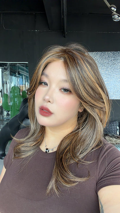 JBEXTENSION LOPEZ MONO Full Monofilament Handmade Full Lace Full Hand Tied Wig 18 Inches Caramel Mono Lace Handmade Futura Fiber Wig with Anti-slip Silicone Strips Glueless Wig LOPEZ MONO - CARAMEL【BENDY EAR TABS】