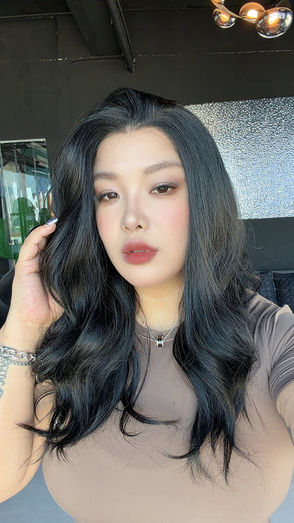 JBEXTENSION 22 Inches Jet Black Curly Pre-Cut 13X6 Free Part Snowflake Lace Frontlace Glueless Wig CLAIRE PRO - JET BLACK【BENDY EAR TABS】