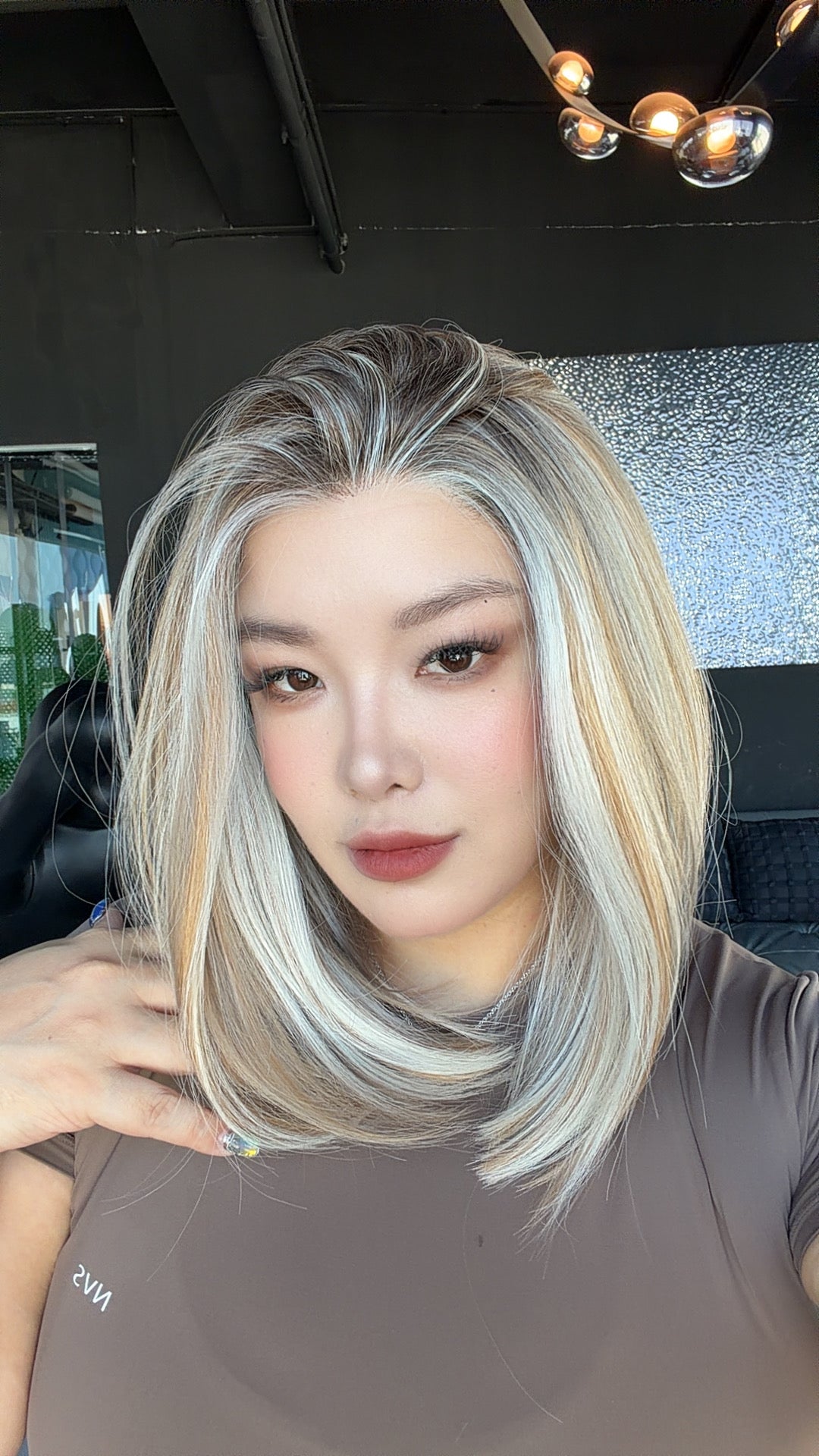 JBEXTENSION 14 Inches Silver Sand Blonde Pre-Cut 13X6 Free Part Snowflake Lace Frontlace Bob Cut Glueless Wig GIOIA PRO - SILVER SAND BLONDE【BENDY EAR TABS】
