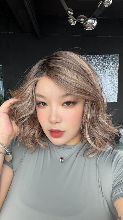 JBEXTENSION JOCELYN MONO Monofilament Handmade Wig 6X5 Full Monofilament Hand Tied Top Wig 11 Inches Pine Cones Mono Lace Wig with Anti-slip Silicone Strips Glueless Wig JOCELYN MONO【BENDY EAR TABS】