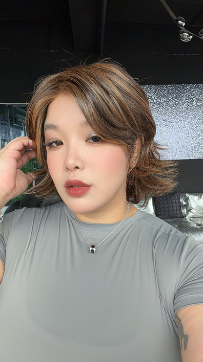 JBEXTENSION ZOE MONO Monofilament Handmade Wig 6X5 Full Monofilament Hand Tied Top Wig 11 Inches Caramel Mono Lace Wig with Anti-slip Silicone Strips Glueless Wig ZOE MONO - CARAMEL【BENDY EAR TABS】