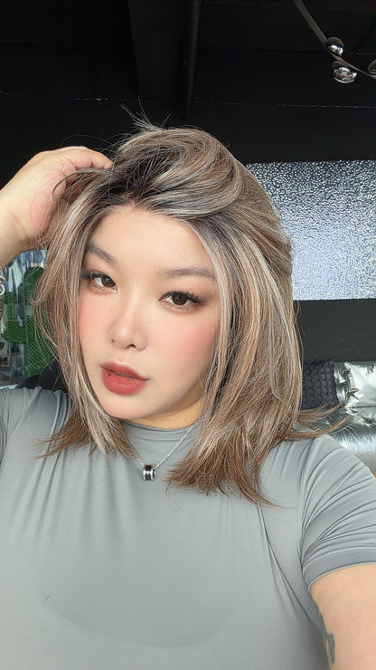 [PRE-ORDER] JBEXTENSION MAY MONO Monofilament Handmade Wig 6X5 Full Monofilament Hand Tied Top Wig 14 Inches Maple Brown Mono Lace Wig with Anti-slip Silicone Strips Glueless Wig MAY MONO - MAPLE BROWN【BENDY EAR TABS】