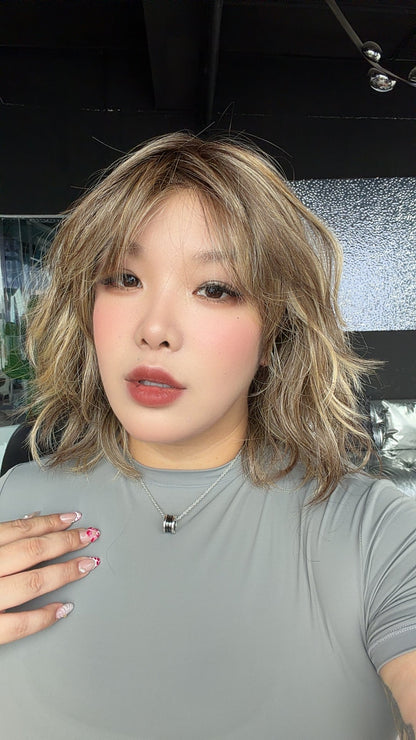 JBEXTENSION MEGAN MONO Full Monofilament Handmade Full Lace Full Hand Tied Wig 13 Inches Hazelnut Mono Lace Handmade Futura Fiber Wig with Anti-slip Silicone Strips Glueless Wig MEGAN MONO - HAZELNUT【BENDY EAR TABS】