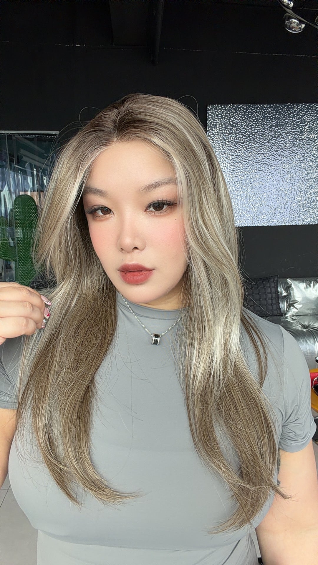 JBEXTENSION 22 Inches Champagne Marble Pre-Cut Arc Snowflake Lace Frontlace Glueless Wig KEL ARC - CHAMPAGNE MARBLE【BENDY EAR TABS】