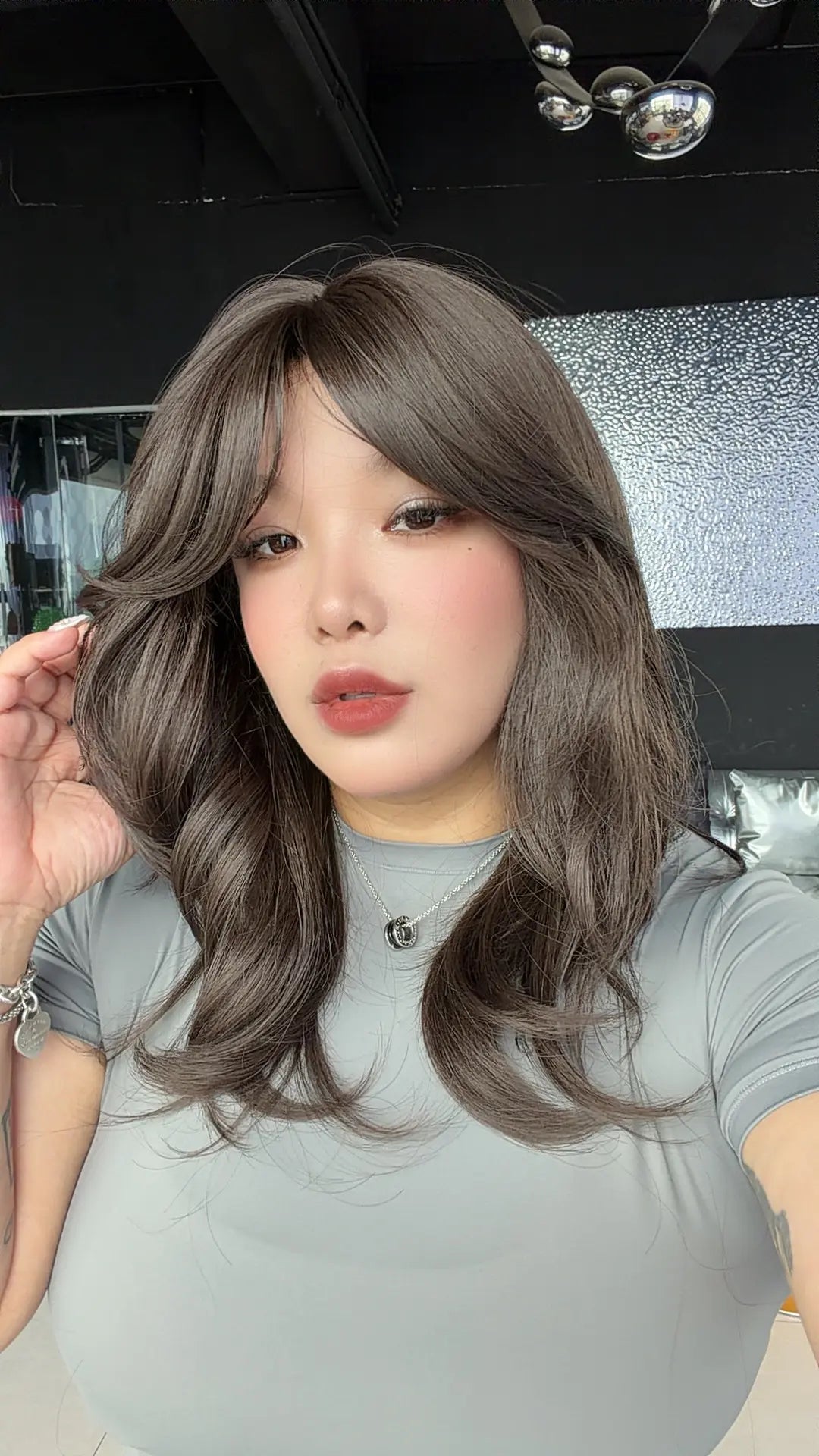JBEXTENSION 20 Inches Curly Cold Brown Wig with Bangs BIANCA COLD BROWN