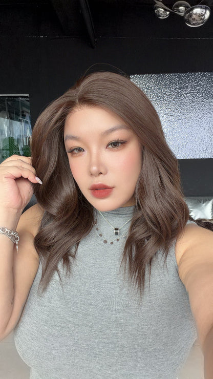 JBEXTENSION 18 Inches Brown Curly Pre-Cut 13X6 Free Part Snowflake Lace Frontlace Glueless Wig DEBBIE PRO - BROWN【BENDY EAR TABS】