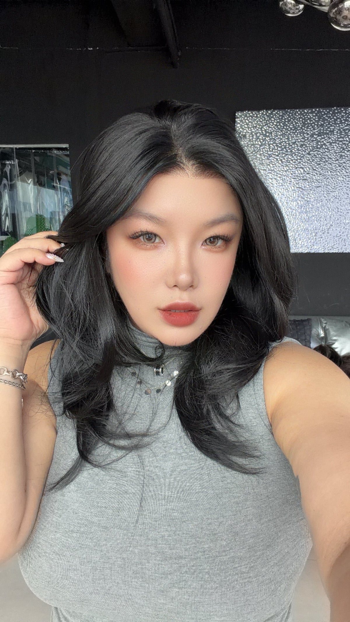 JBEXTENSION 20 Inches Jet Black Pre-Cut 13X6 Free Part Snowflake Lace Frontlace Glueless Wig MABEL PRO - JET BLACK【BENDY EAR TABS】