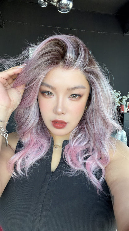 JBEXTENSION 18 Inches Sakura Pink Pre-Cut 13X6 Free Part Snowflake Lace Frontlace Glueless Wig TERESA PRO - SAKURA PINK【BENDY EAR TABS】