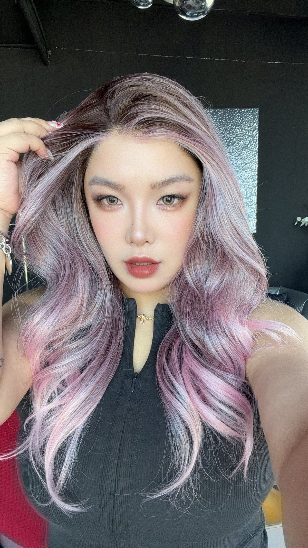 JBEXTENSION 23 Inches Sakura Pink Pre-Cut 13X6 Free Part Snowflake Lace Frontlace Glueless Wig KARA PRO - SAKURA PINK【BENDY EAR TABS】