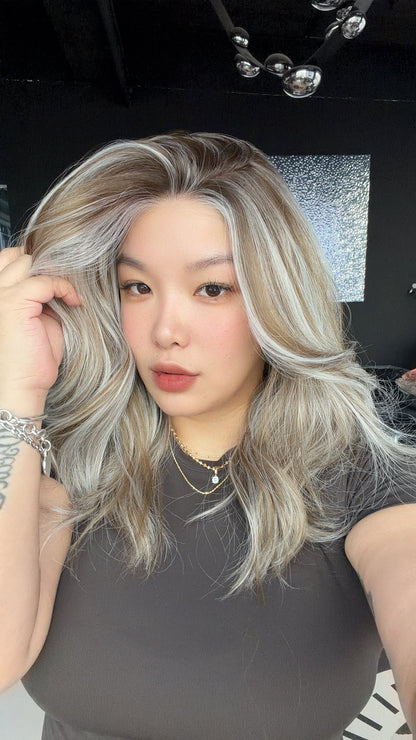 JBEXTENSION REAGAN MONO Monofilament Handmade Wig 6X5 Full Monofilament Hand Tied Top Wig 18 Inches Venice Blonde Curly Mono Lace Wig with Anti-slip Silicone Strips Glueless Wig REAGAN MONO - VENICE BLONDE【BENDY EAR TABS】