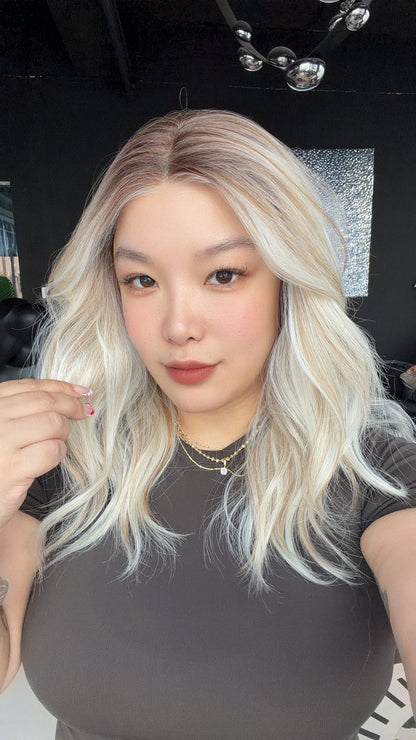 JBEXTENSION REAGAN MONO Monofilament Handmade Wig 6X5 Full Monofilament Hand Tied Top Wig 18 Inches Butter Milk Curly Mono Lace Wig with Anti-slip Silicone Strips Glueless Wig REAGAN MONO - BUTTER MILK【BENDY EAR TABS】