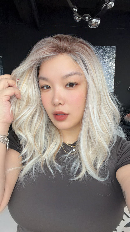 JBEXTENSION REAGAN MONO Monofilament Handmade Wig 6X5 Full Monofilament Hand Tied Top Wig 18 Inches Butter Milk Curly Mono Lace Wig with Anti-slip Silicone Strips Glueless Wig REAGAN MONO - BUTTER MILK【BENDY EAR TABS】