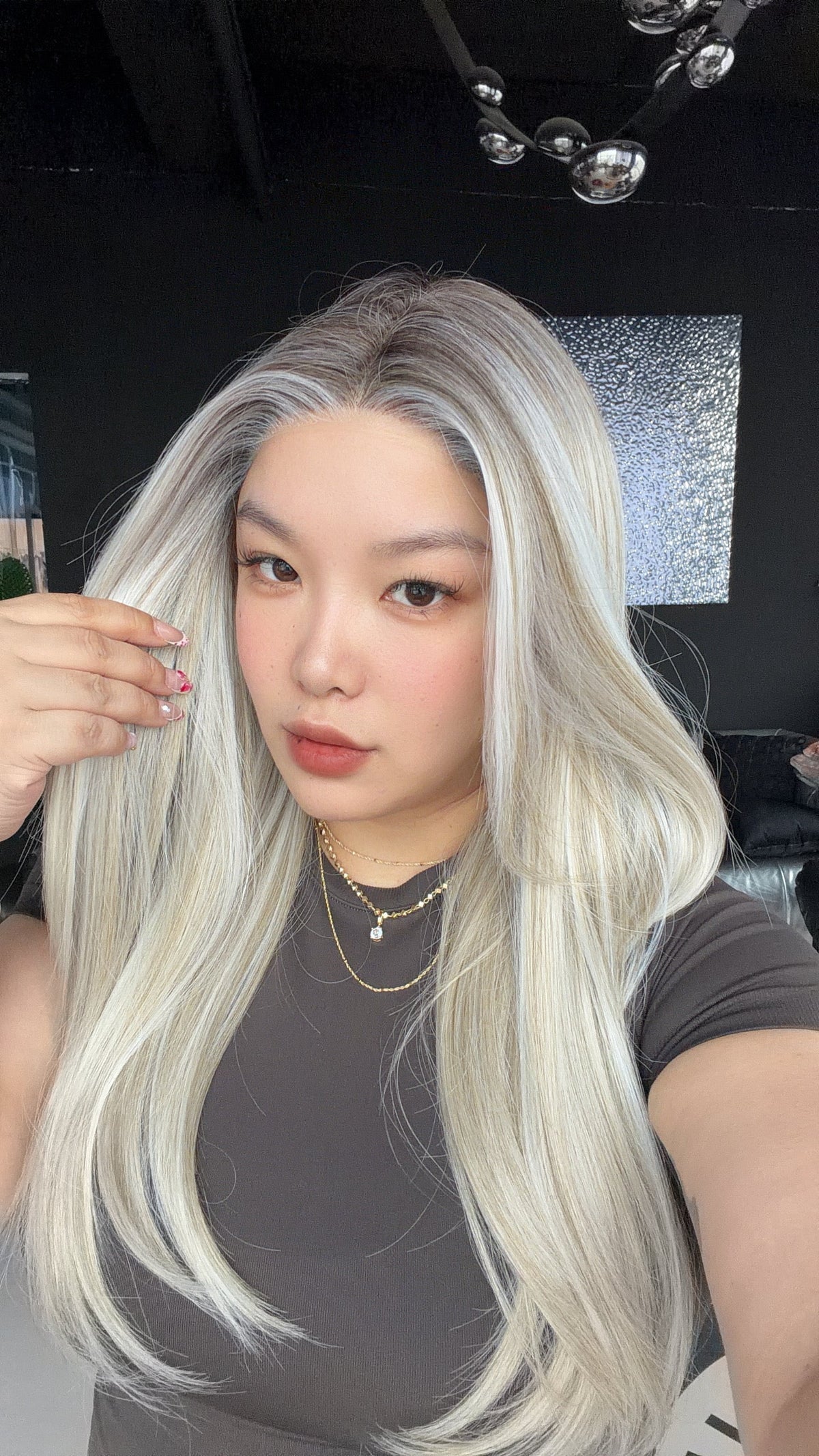 JBEXTENSION 21 Inches Straight Ash Blonde Pre-Cut Arc Snowflake Lace Frontlace Glueless Wig AMBER ASH BLONDE【BENDY EAR TABS】