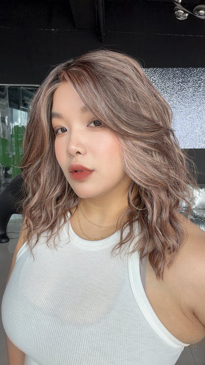 [PRE-ORDER] JBEXTENSION 17 Inches Wave Mushroom Brown Pre-Cut Side Part Snowflake Lace Frontlace Glueless Wig MARTINA MUSHROOM BROWN【BENDY EAR TABS】