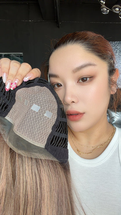 [PRE-ORDER] JBEXTENSION SELENE MONO Monofilament Handmade Wig 6X5 Full Monofilament Hand Tied Top Wig 25 Inches Mushroom Brown Mono Lace Wig with Anti-slip Silicone Strips Glueless Wig SELENE MONO - MUSHROOM BROWN【BENDY EAR TABS】