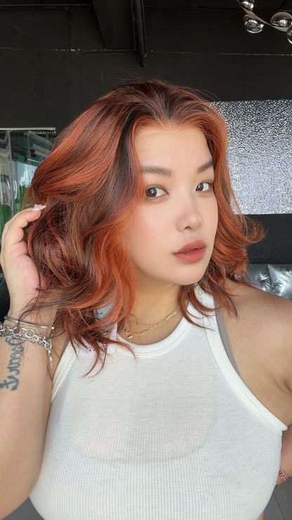 JBEXTENSION 16 Inches Chocolate Orange Pre-Cut 13X6 Free Part Snowflake Lace Frontlace Glueless Wig MONICA PRO - CHOCOLATE ORANGE【BENDY EAR TABS】
