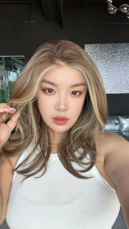 JBEXTENSION 20 Inches Hazelnut Pre-Cut 13X6 Free Part Snowflake Lace Frontlace Glueless Wig KAILEY PRO - HAZELNUT【BENDY EAR TABS】