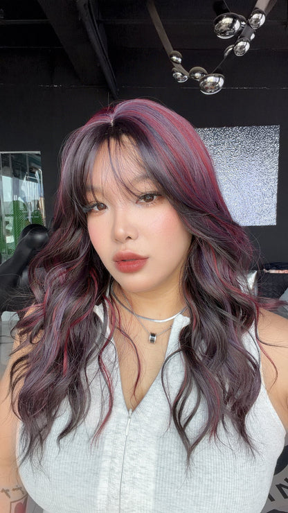 JBEXTENSION 22 Inches Scalpiana Peacock 3.5X4 Hard Silky Top Natural Scalp Effect Women Wig with Bangs CLAIRE SILKY TOP - PEACOCK