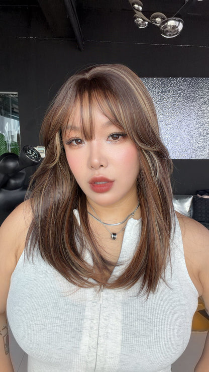 JBEXTENSION 20 Inches Scalpiana Tiramisu Wolf Cut 3.5X4 Hard Silky Top Natural Scalp Effect Wig with Bangs LILA TIRAMISU