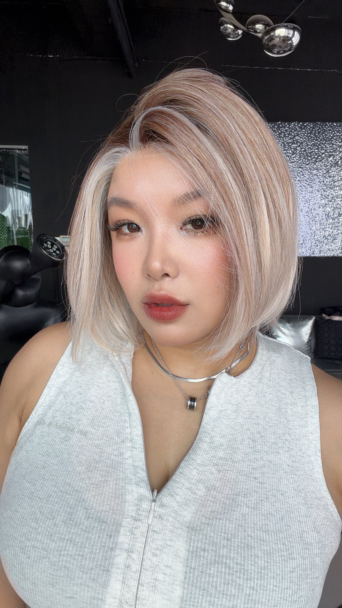 JBEXTENSION 12 Inches Bob Cut Ash Blonde Pre-Cut Arc Snowflake Lace Frontlace Glueless Wig KHLOE ARC - ASH BLONDE【BENDY EAR TABS】