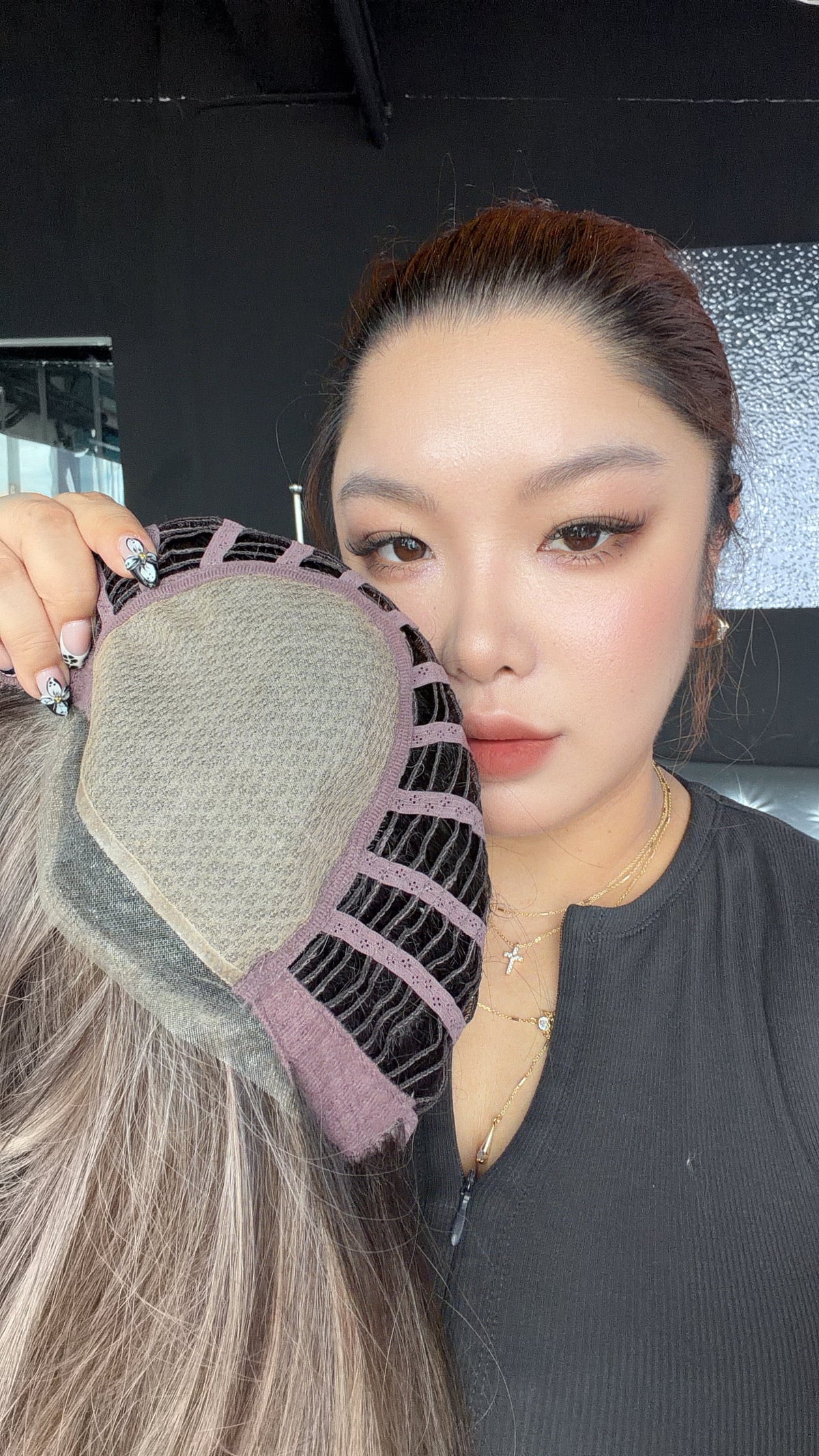 JBEXTENSION BRITA MONO Monofilament Handmade Wig 6X5 Full Monofilament Hand Tied Top Wig 22 Inches Pine Cones Mono Lace Wig Glueless Wig BRITA MONO - PINE CONES【BENDY EAR TABS】