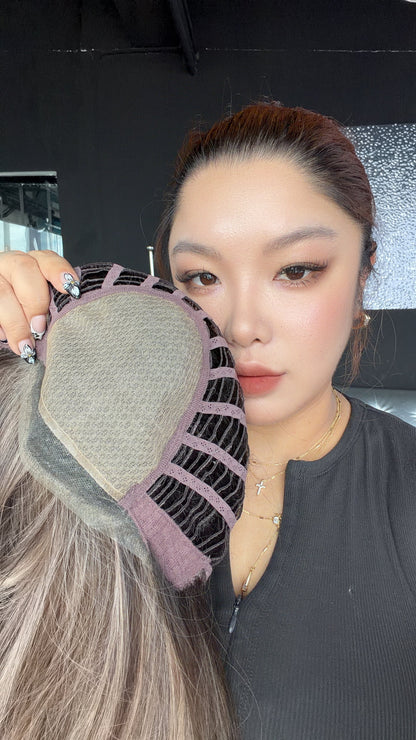 JBEXTENSION BRITA MONO Monofilament Handmade Wig 6X5 Full Monofilament Hand Tied Top Wig 22 Inches Pine Cones Mono Lace Wig Glueless Wig BRITA MONO - PINE CONES【BENDY EAR TABS】
