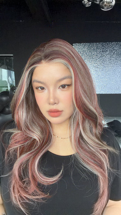 JBEXTENSION 23 Inches Rust Auburn Pre-Cut 13X6 Free Part Snowflake Lace Frontlace Glueless Wig KARA PRO - RUST AUBURN【BENDY EAR TABS】