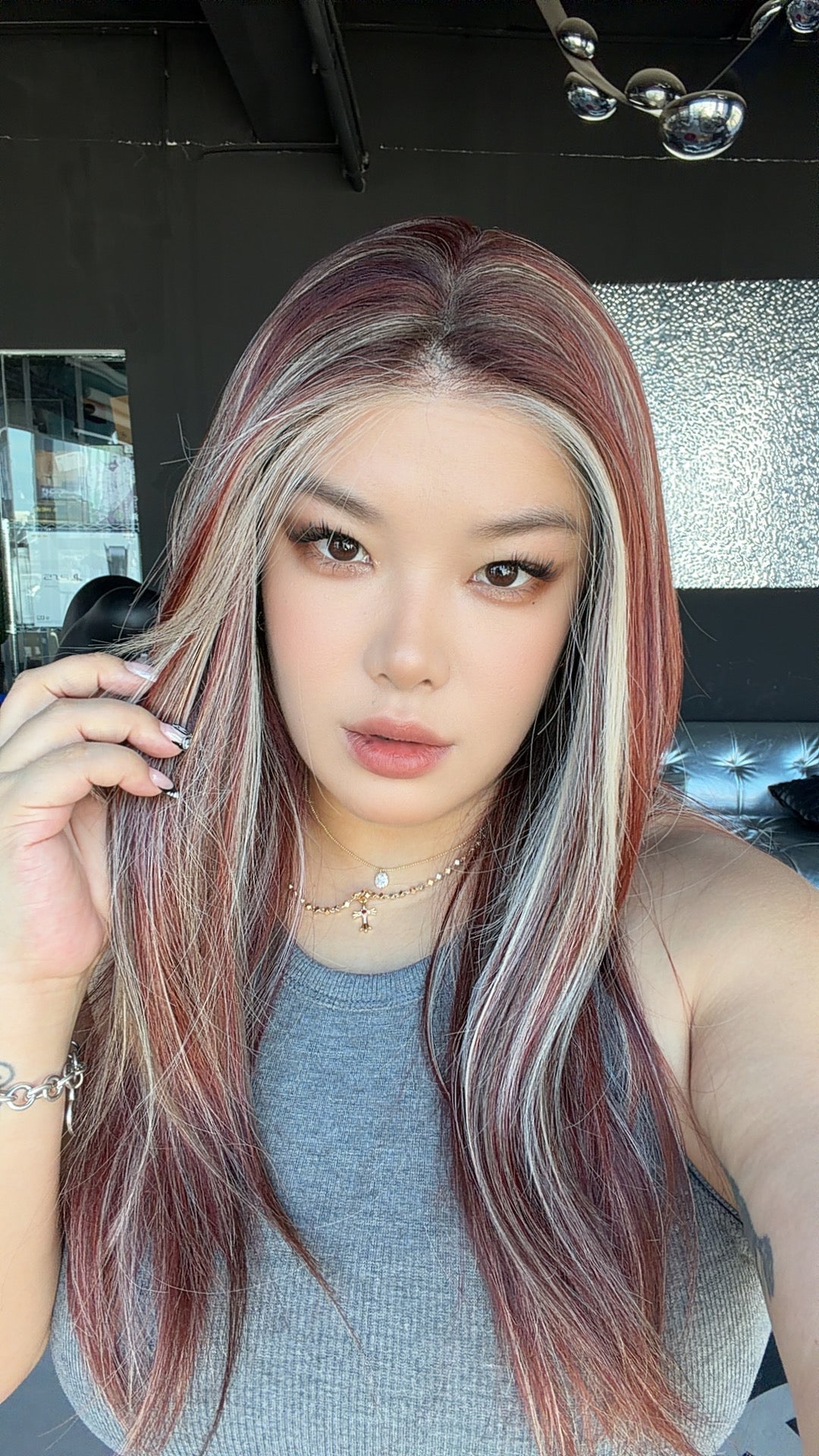 JBEXTENSION 22 Inches Rust Auburn Pre-Cut 13X6 Free Part Snowflake Lace Frontlace Glueless Wig KEL PRO - RUST AUBURN【BENDY EAR TABS】