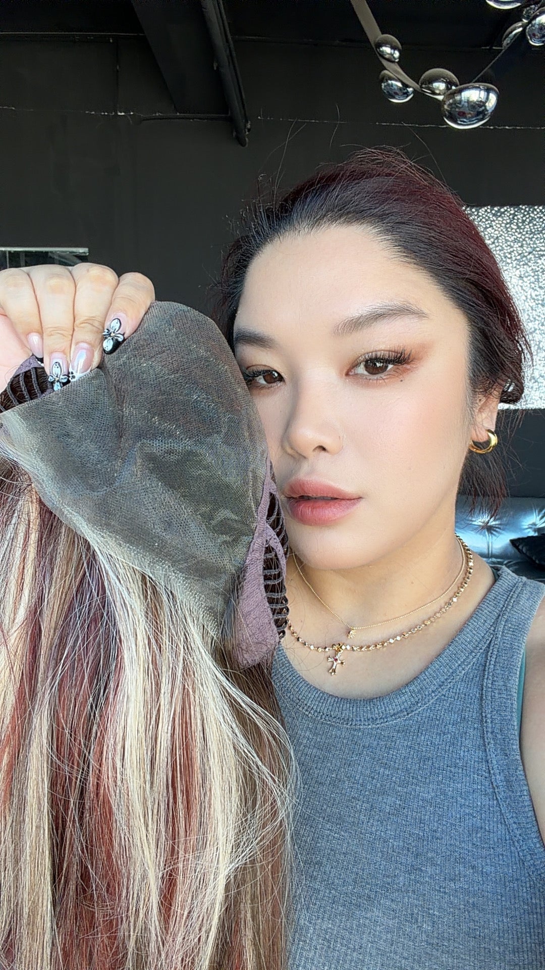 JBEXTENSION 22 Inches Rust Auburn Pre-Cut 13X6 Free Part Snowflake Lace Frontlace Glueless Wig KEL PRO - RUST AUBURN【BENDY EAR TABS】