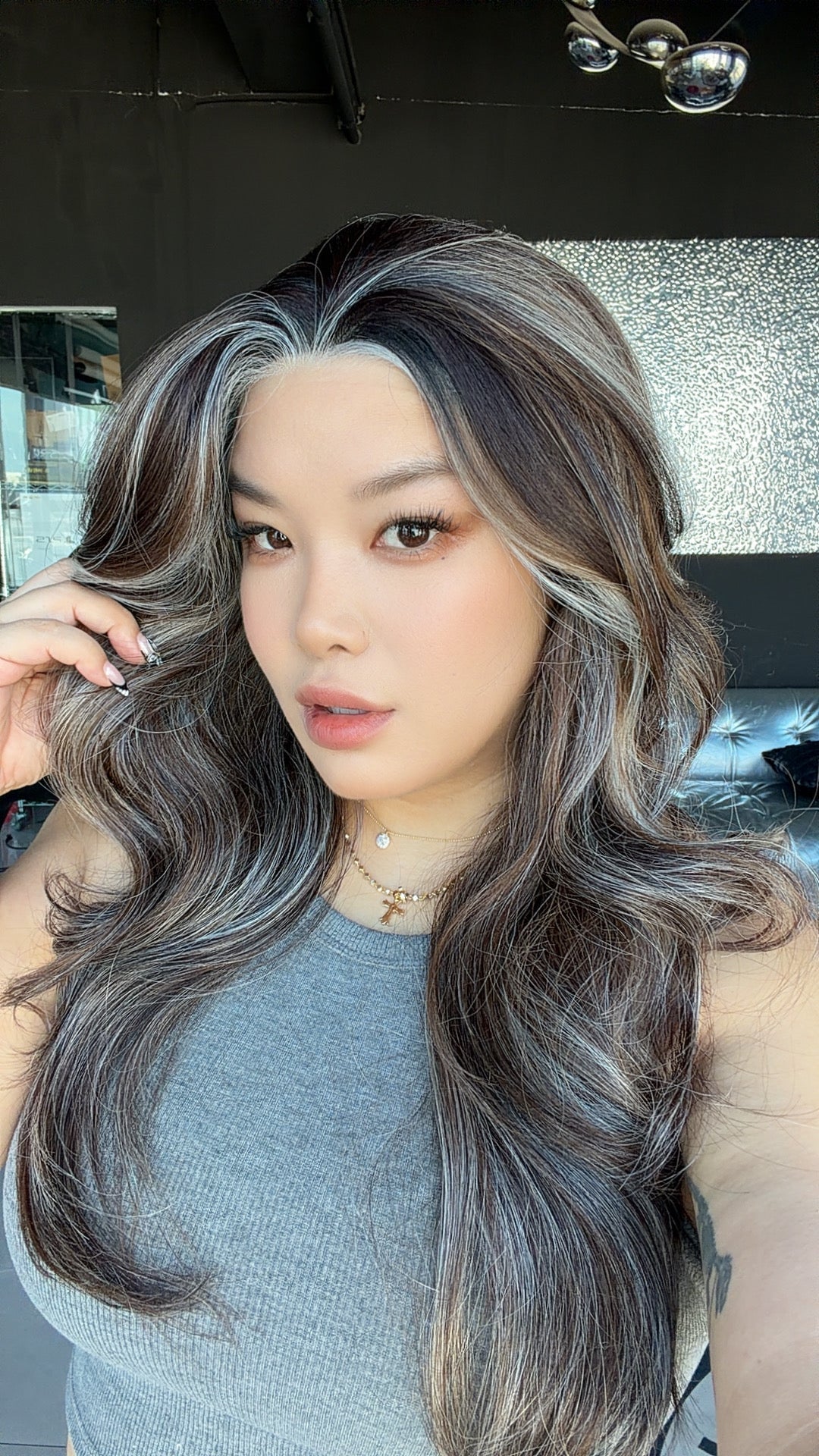 JBEXTENSION 26 Inches Long Curly Nut Mix Pre-Cut Arc Snowflake Lace Frontlace Glueless Wig EMMIE ARC - NUT MIX【BENDY EAR TABS】