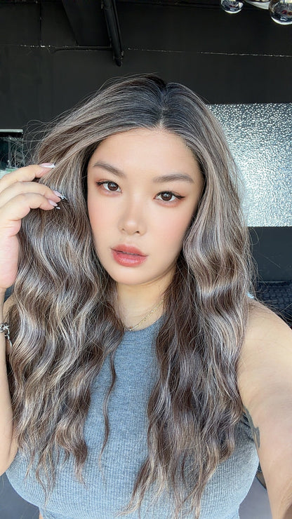 JBEXTENSION BELUCCI MONO Monofilament Handmade Wig 6X5 Full Monofilament Hand Tied Top Wig 24 Inches Wave Pine Cones Mono Lace Wig Glueless Wig BELUCCI MONO - PINE CONES【BENDY EAR TABS】