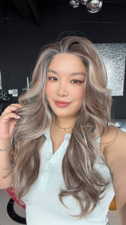 JBEXTENSION 26 Inches Long Curly Vanilla Fudgie Pre-Cut Arc Snowflake Lace Frontlace Glueless Wig EMMIE ARC - VANILLA FUDGIE【BENDY EAR TABS】