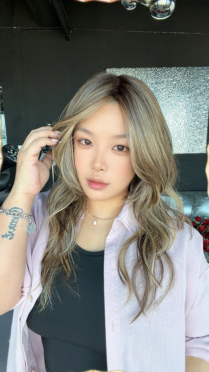 JBEXTENSION FLORIA MONO Full Monofilament Wig 20 Inches Curly Hazelnut Full Mono Lace Glueless with Anti-slip Silicone Strips Wig FLORIA MONO - HAZELNUT【BENDY EAR TABS】