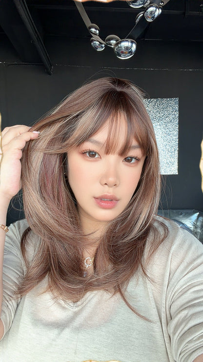 JBEXTENSION 18 Inches Mocha Copper Wig with Bangs LYRA MOCHA COPPER