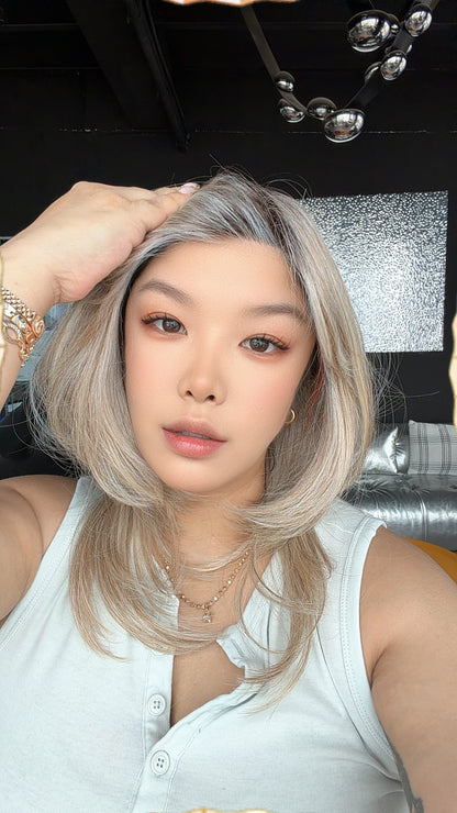 JBEXTENSION LAURETTA MONO Monofilament Handmade Wig 6X5 Full Monofilament Hand Tied Top Wig 17 Inches Mix Blonde Mono Lace Wig with Anti-slip Silicone Strips Glueless Wig LAURETTA MONO - MIX BLONDE【BENDY EAR TABS】