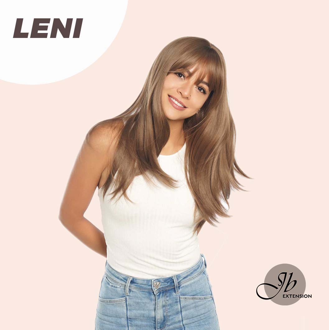 JBEXTENSION 22 Inches Light Brown Fashion Wig with Bangs LENI