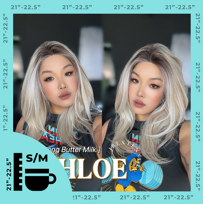 JBEXTENSION 18 Inches Butter Milk Pre-Cut Snowflake Lace Frontlace Glueless Wig KHLOE LONG BUTTER MILK【PERMATEASE】【BENDY EAR TABS】- S/M