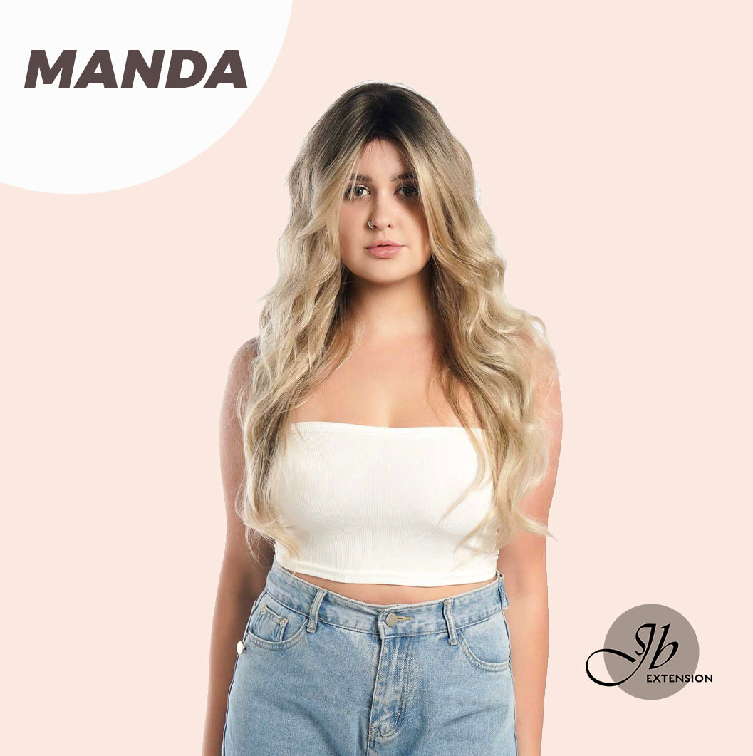 JBEXTENSION 26 Inches Mix Blonde With Dark Root Body Wave With Bangs MANDA