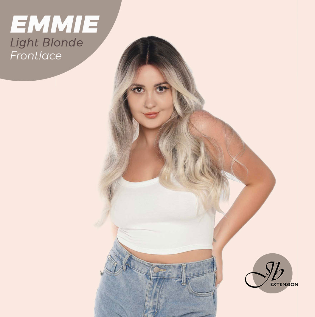 Nichole's Selection -26 Inches Curly Balayage Light Blonde With Dark Root Wig Pre-Cut Frontlace Glueless Wig EMMIE LIGHT BLONDE