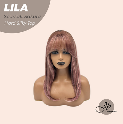 JBEXTENSION 20 Inches Scalpiana Sea-salt Sakura Wolf Cut 3.5X4 Hard Silky Top Natural Scalp Effect Wig with Bangs LILA SEA-SALT SAKURA