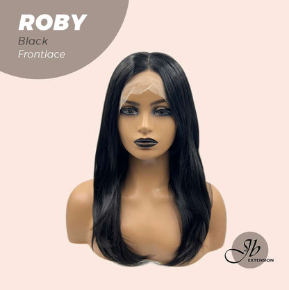 JBEXTENSION 22 Inches Jet Black Medium Length Women Frontlace Glueless Wig ROBY BLACK
