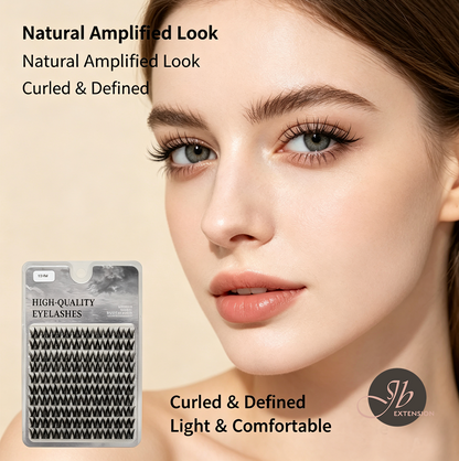 JBEXTENSION 100 Clusters 12MM DIY Segmented False Eyelashes, Fluffy Cat-Eye Individual Lashes, Natural Look Mixed Length Synthetic Eyelashes Extensions, Reusable Soft Cluster Lashes for Daily Party Wedding Makeup