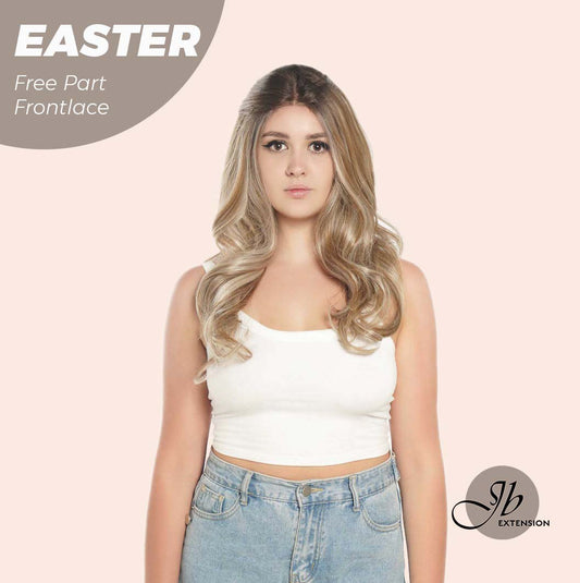 [FINAL SALE] JBEXTENSION 25 Inches Mix Blonde Curly Free Part Pre-Cut Frontlace Glueless Wig EASTER