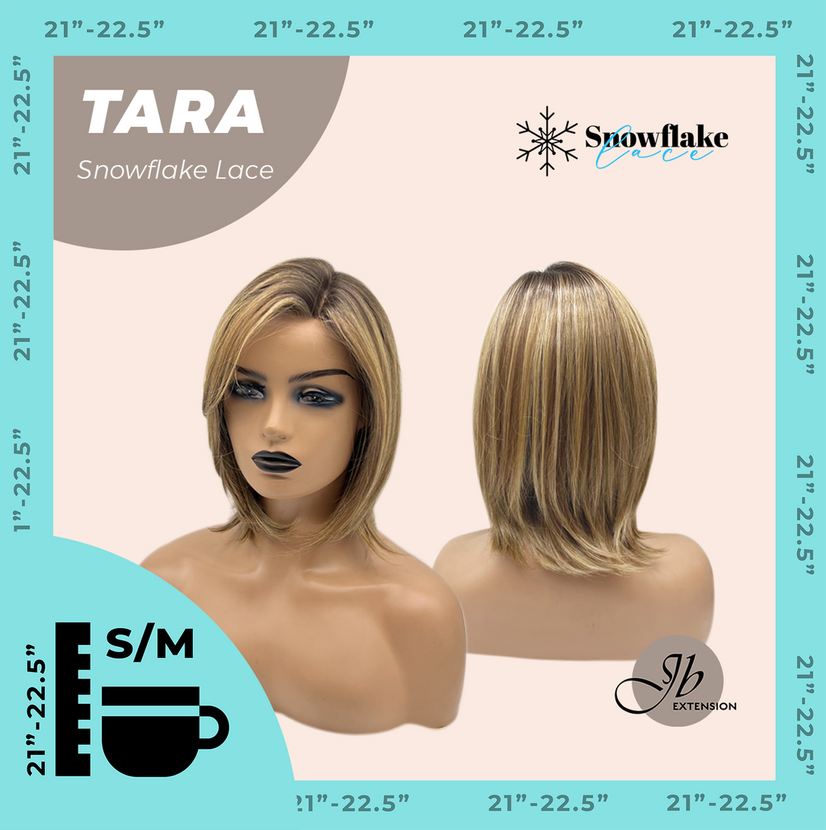 JBEXTENSION 12 Inches Shatush Mix Blonde Pre-Cut Side Part Snowflake Lace Frontlace Glueless Wig TARA SNOWFLAKE【BENDY EAR TABS】- S/M