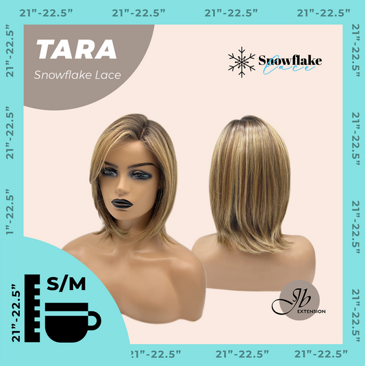 JBEXTENSION 12 Inches Shatush Mix Blonde Pre-Cut Side Part Snowflake Lace Frontlace Glueless Wig TARA SNOWFLAKE【BENDY EAR TABS】- S/M