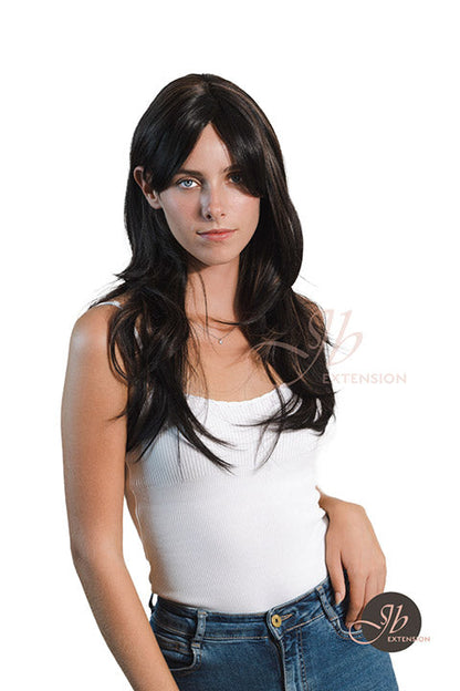 JBEXTENSION 24 Inches Wolf Cut Black Women Wig With Bangs TASHA BLACK